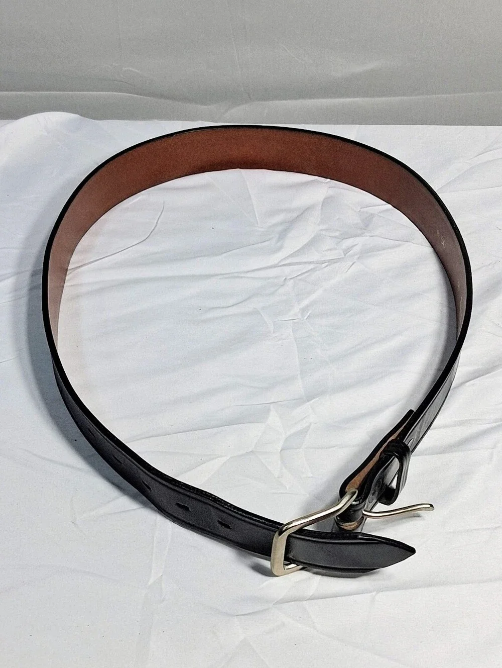 Men's Don Hume Black/Brown Genuine Fine Leather Size 34 Garrison Trouser Belt
